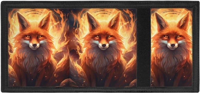 GLUDEAR Kids Boys Girls Wallet Trifold Youth Wallet Coin Pocket Card Holders Animal Wallets Money Organizer,Fire Moon Fox - Image 4
